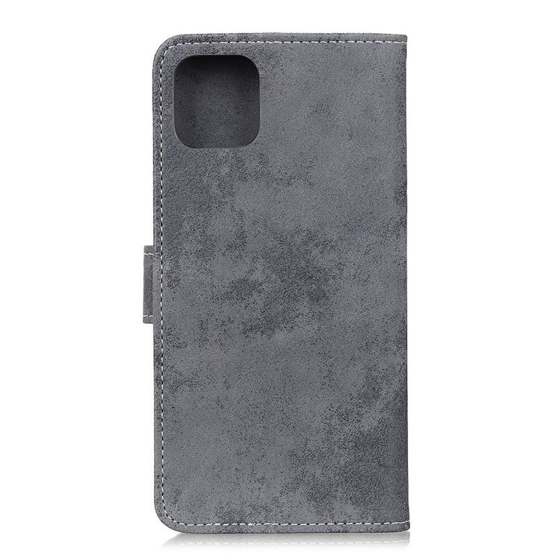 Etui Folio Xiaomi Mi 10 Lite Granatowy Szary Vintage Ze Sztucznej Skóry Etui Ochronne