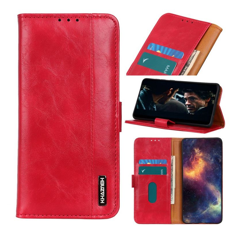 Etui Folio Xiaomi Mi 10 Lite Jasnoniebieski Czerwony Elegancja Skórzana Khazneh Etui Ochronne