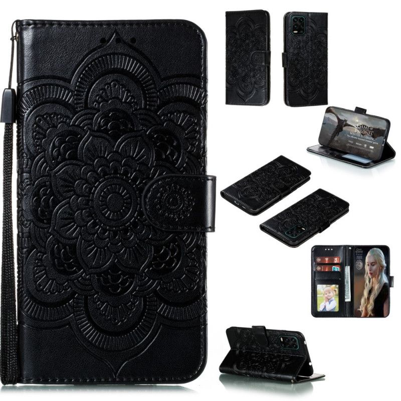 Etui Folio Xiaomi Mi 10 Lite Szary Czarny Cała Mandala Etui Ochronne