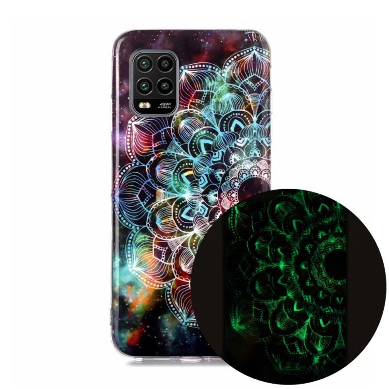 Etui Xiaomi Mi 10 Lite Ciemnoczerwony Czarny Fluorescencyjne Kwiaty Etui Ochronne