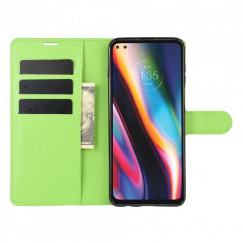 Etui Folio Moto G 5g Plus Klasyczny Efekt Liczi Etui Ochronne