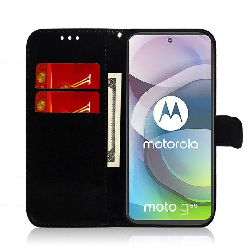 Etui Folio Moto G 5g Plus Sztuczna Skórzana Osłona Lusterek