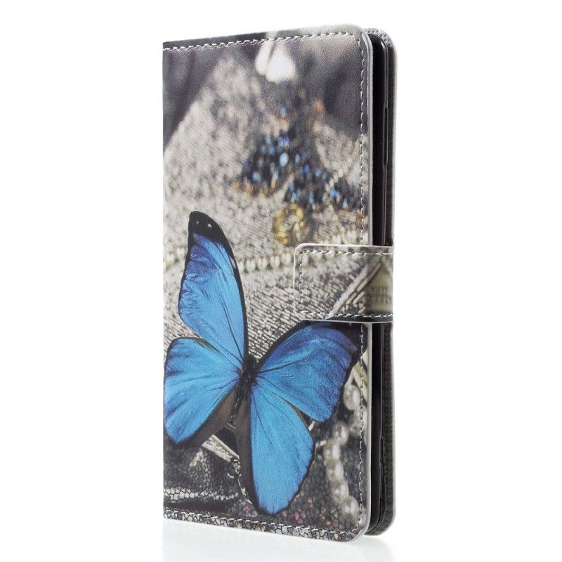 Etui Folio Sony Xperia XZ2 Niebieski Motyl Etui Ochronne