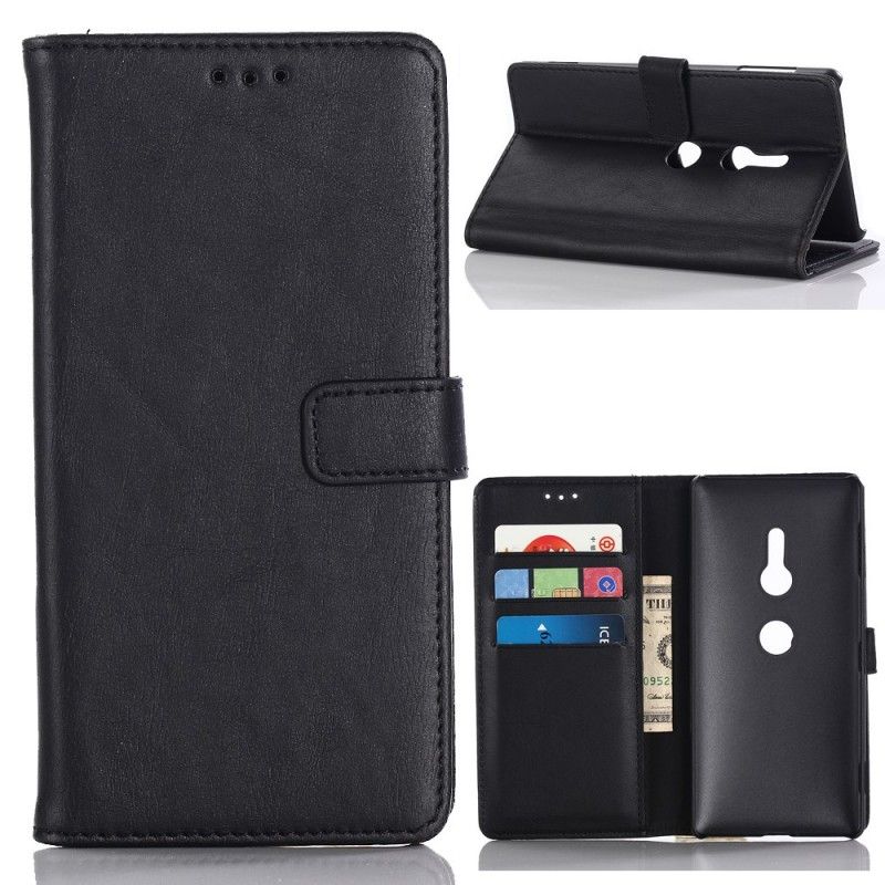 Etui Folio Sony Xperia XZ2 Szary Czarny Skóra Ekologiczna W Stylu Retro