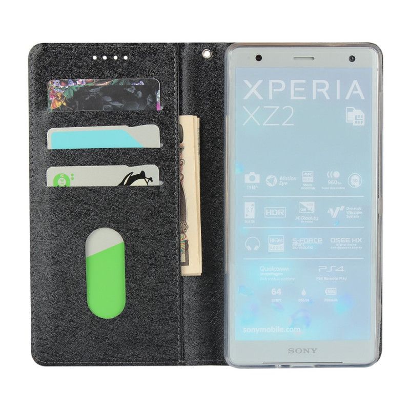 Flip Kotelot Sony Xperia XZ2 Czerwony Czarny Styl Z Miękkiej Skóry Z Paskiem Etui Ochronne