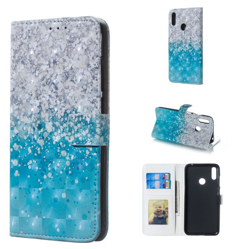 Etui Folio Huawei Y7 2019 Gradientowy Niebieski Brokat