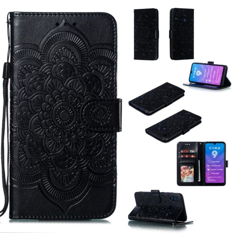 Etui Folio Huawei Y7 2019 Szary Czarny Cała Mandala Etui Ochronne