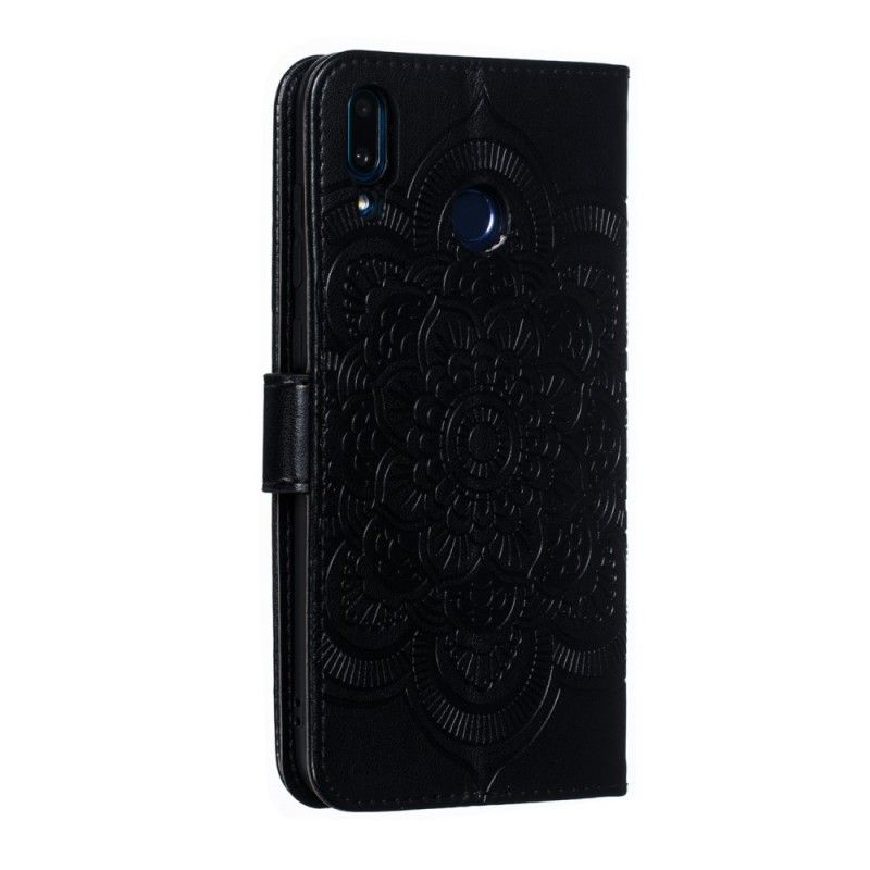 Etui Folio Huawei Y7 2019 Szary Czarny Cała Mandala Etui Ochronne