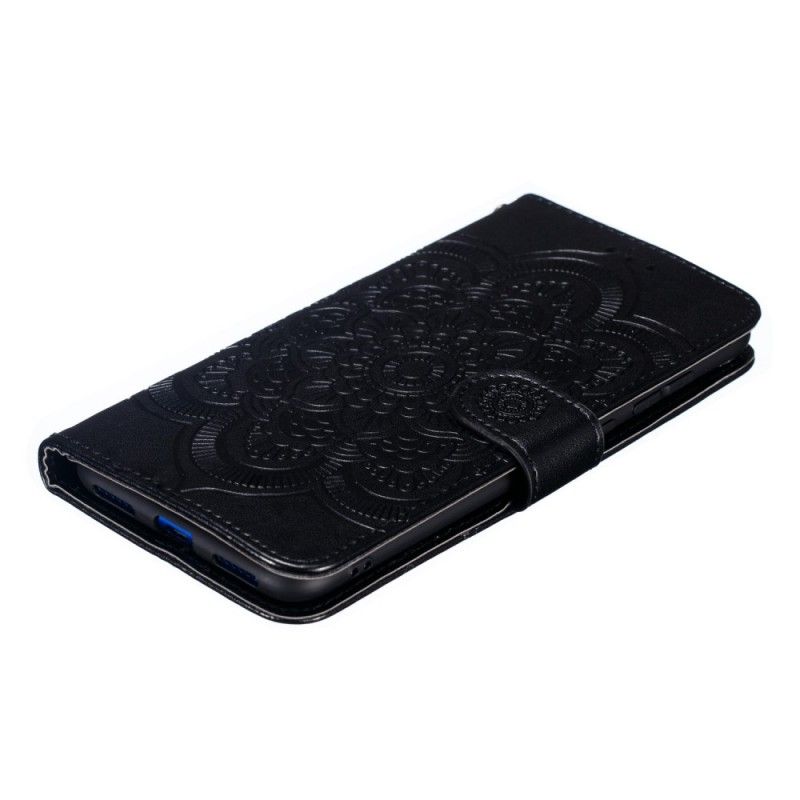 Etui Folio Huawei Y7 2019 Szary Czarny Cała Mandala Etui Ochronne