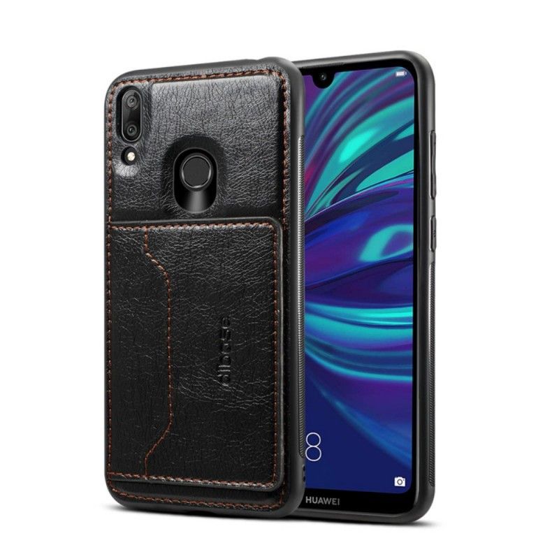 Etui Huawei Y7 2019 Czerwony Czarny Etui Na Karty Z Imitacji Skóry Etui Ochronne