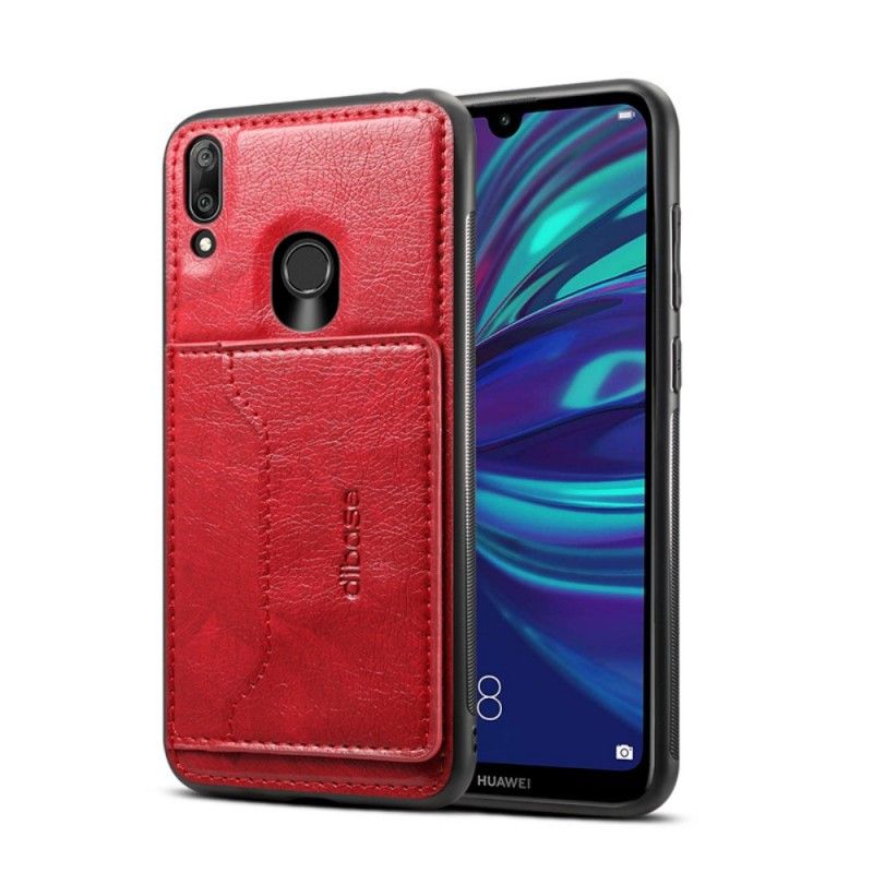 Etui Huawei Y7 2019 Czerwony Czarny Etui Na Karty Z Imitacji Skóry Etui Ochronne