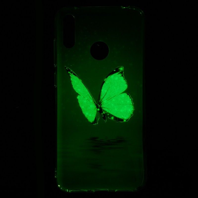 Etui Huawei Y7 2019 Fluorescencyjny Niebieski Motyl Etui Ochronne