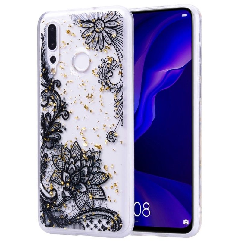 Futerały Huawei Y7 2019 Etui na Telefon Koronki I Złoty Pył