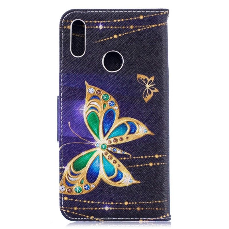 Skórzany Futerał Huawei Y7 2019 Etui na Telefon Magiczny Motyl