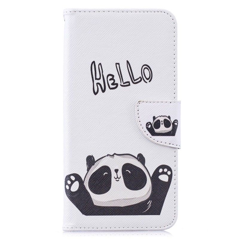 Skórzany Futerał Huawei Y7 2019 Etui na Telefon Witaj Panda