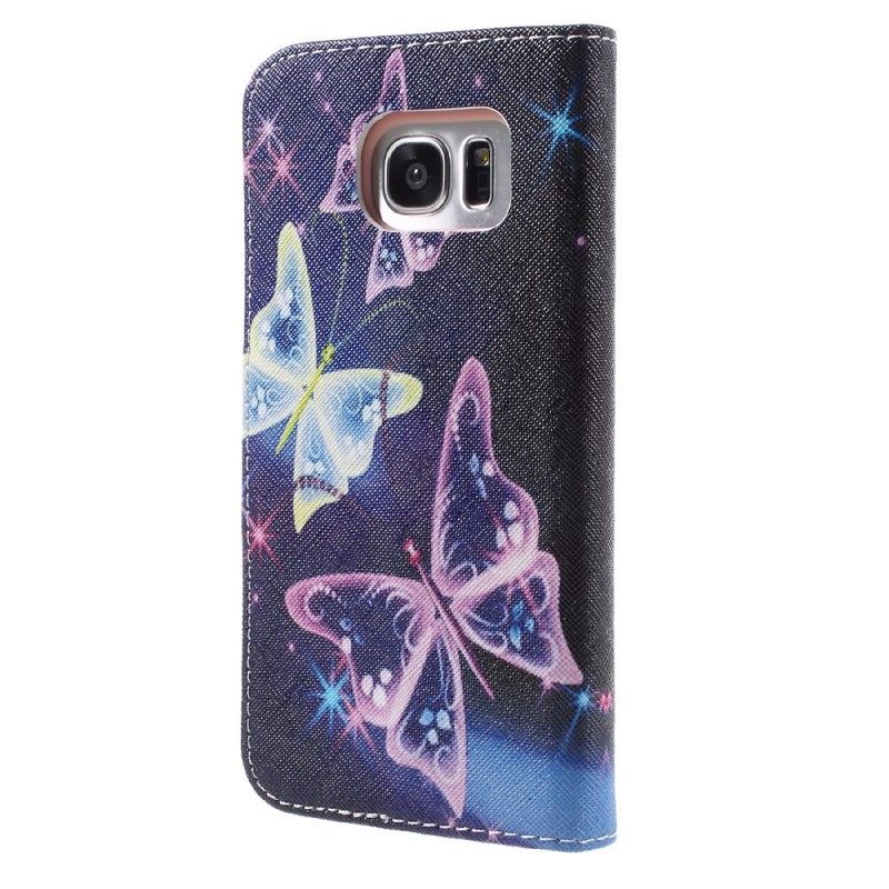 Etui Folio Samsung Galaxy S7 Edge Jasnoniebieski Motyle