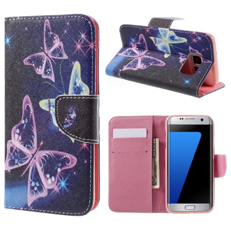 Etui Folio Samsung Galaxy S7 Edge Jasnoniebieski Motyle