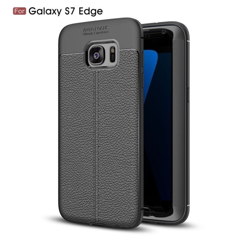 Etui Samsung Galaxy S7 Edge Czerwony Czarny Efekt Skóry Z Podwójną Linią Liczi Etui Ochronne