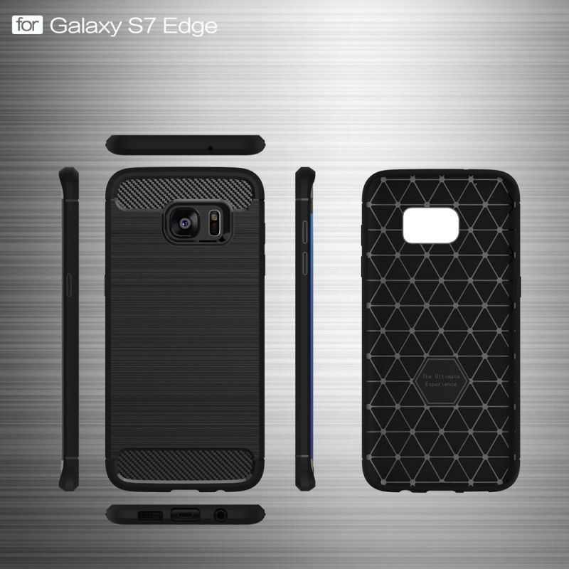 Etui Samsung Galaxy S7 Edge Czerwony Czarny Szczotkowane Włókno Węglowe Etui Ochronne