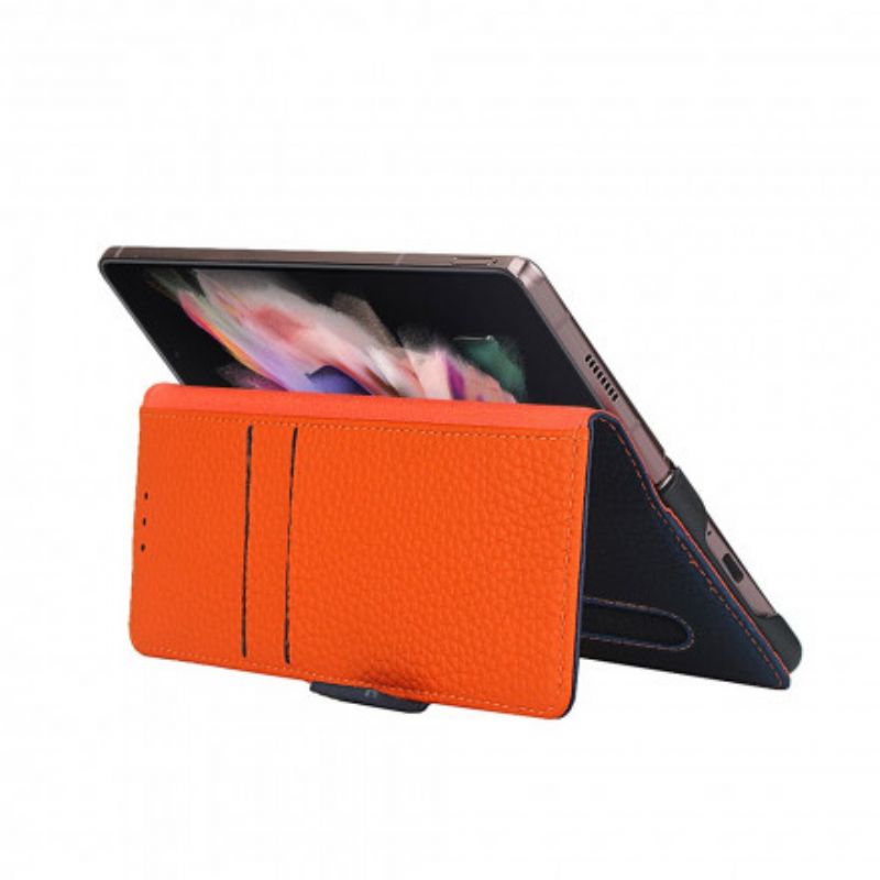 Etui Folio Do Samsung Galaxy Z Fold 3 5g Oryginalna Skóra Litchi