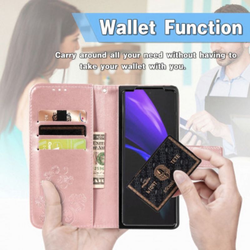 Etui Folio Samsung Galaxy Z Fold 3 5g Kwiaty Z Paskiem Etui Ochronne