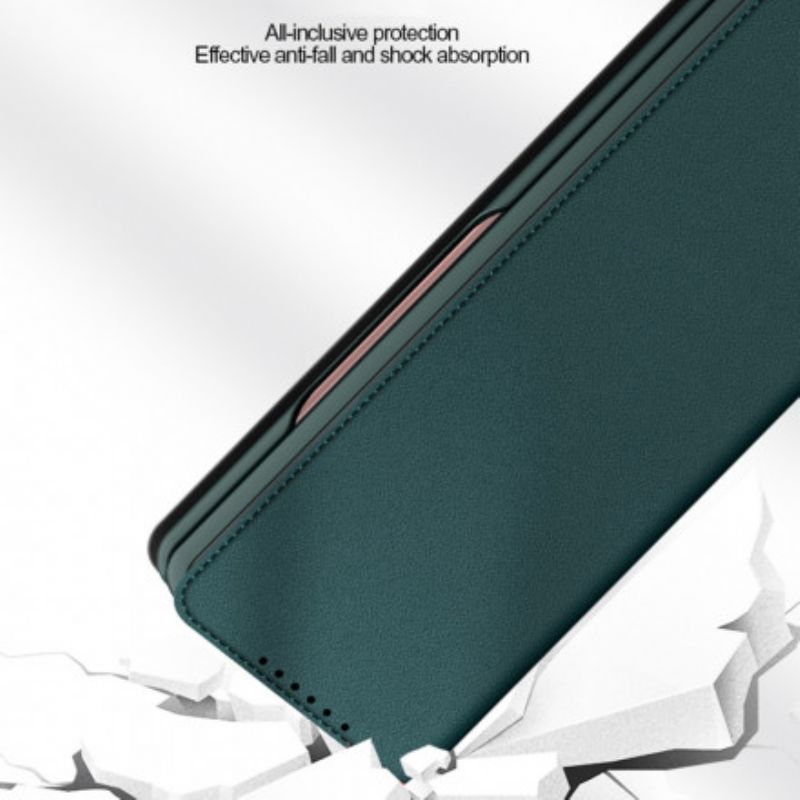 Flip Kotelot Samsung Galaxy Z Fold 3 5g Skóra Dwoinowa W Dotyku Etui Ochronne