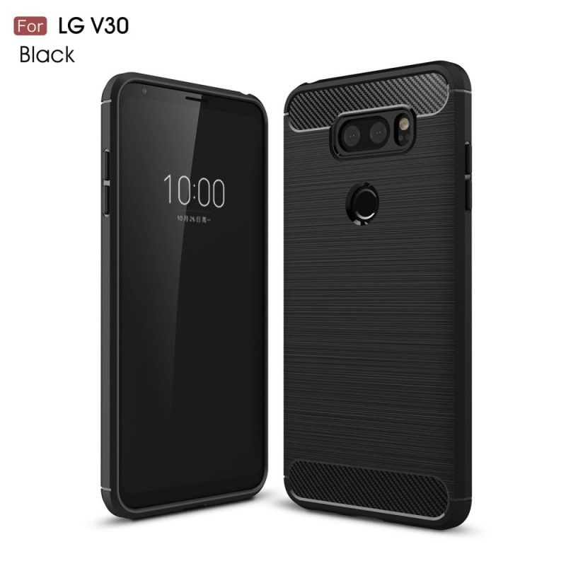 Etui LG V30 Czerwony Czarny Szczotkowane Włókno Węglowe Etui Ochronne