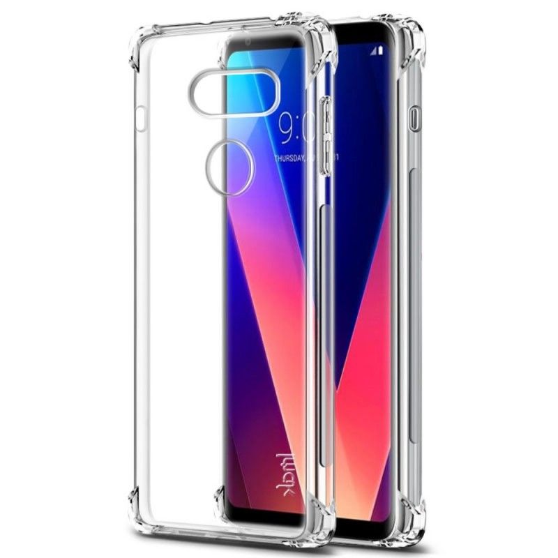 Etui LG V30 Przezroczysty Czarny Seria Jedwabna Etui Ochronne