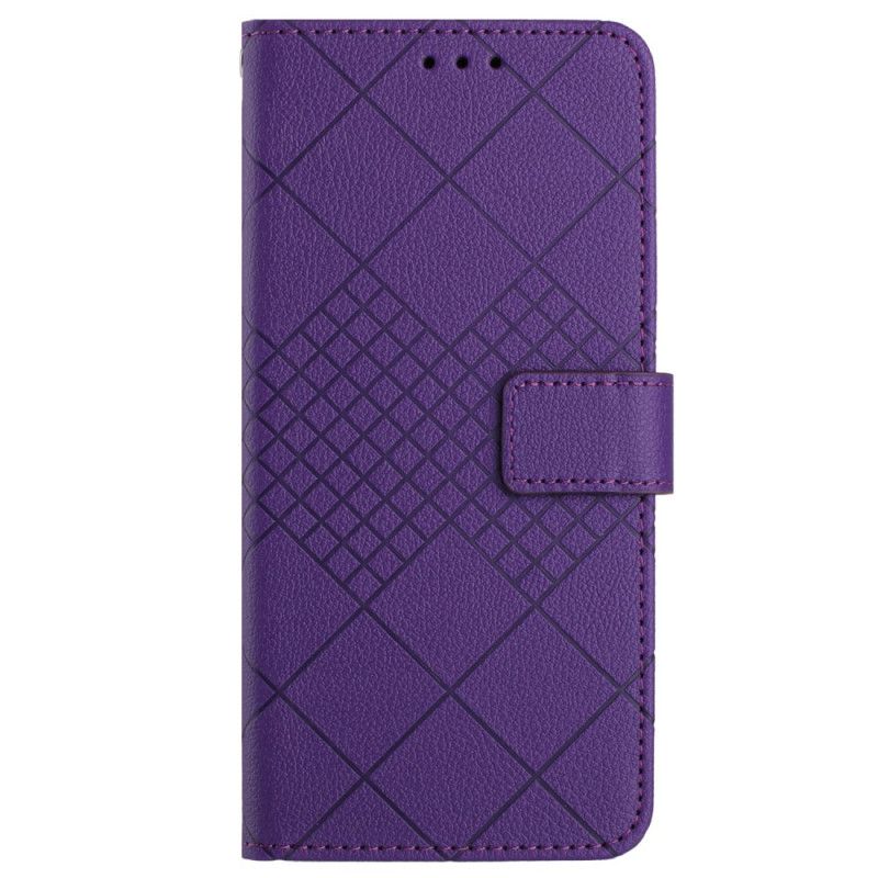 Etui Folio Do Xiaomi Redmi Note 13 4g Wzór W Romby Na Ramiączkach