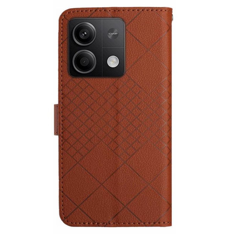 Etui Folio Do Xiaomi Redmi Note 13 4g Wzór W Romby Na Ramiączkach