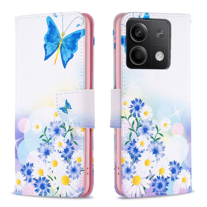 Etui Folio Xiaomi Redmi Note 13 4g Akwarela Z Motylami I Kwiatami