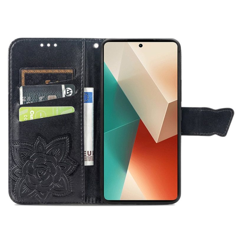 Etui Folio Xiaomi Redmi Note 13 4g Barokowy Motyl Z Paskiem