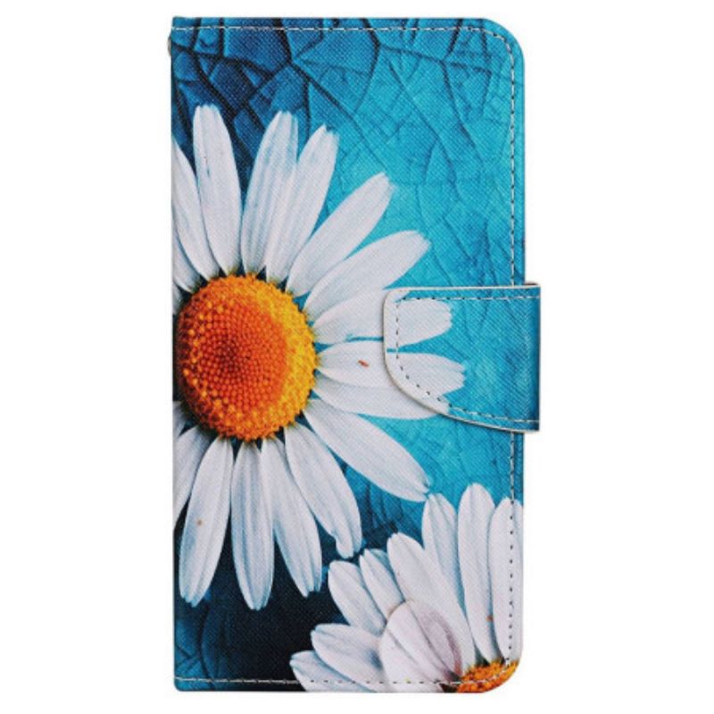 Etui Folio Xiaomi Redmi Note 13 4g Chryzantemy Z Dużymi Paskami