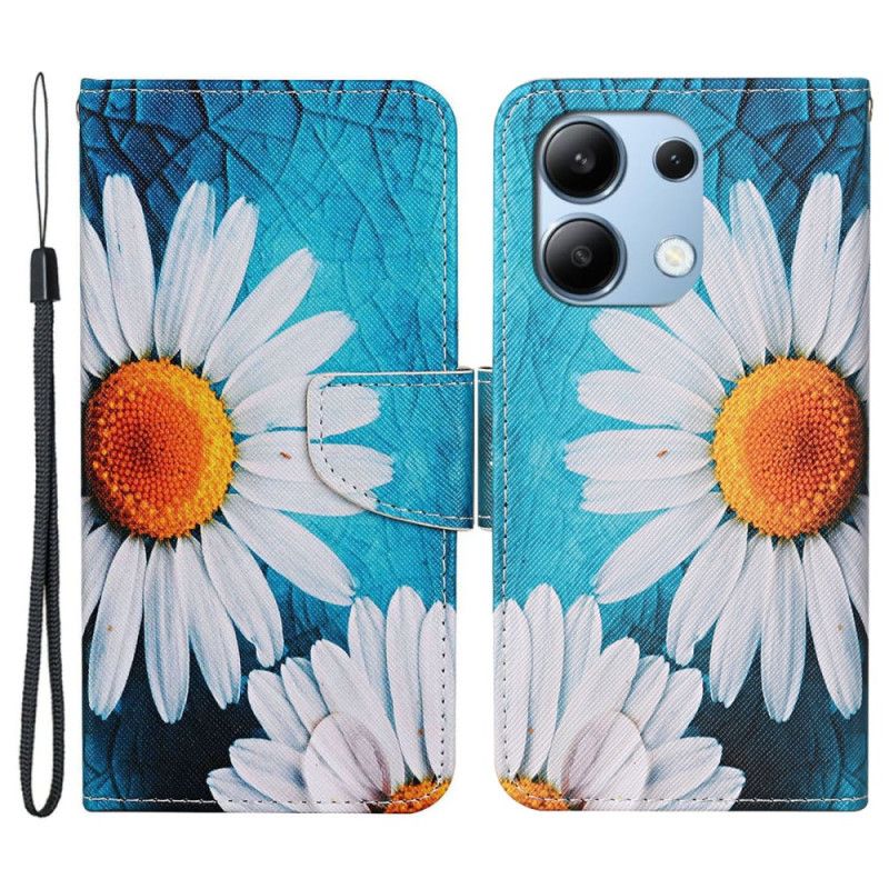 Etui Folio Xiaomi Redmi Note 13 4g Chryzantemy Z Dużymi Paskami