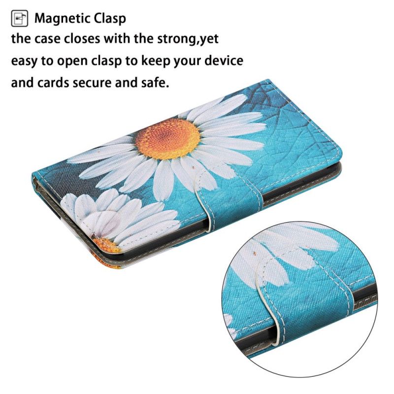 Etui Folio Xiaomi Redmi Note 13 4g Chryzantemy Z Dużymi Paskami