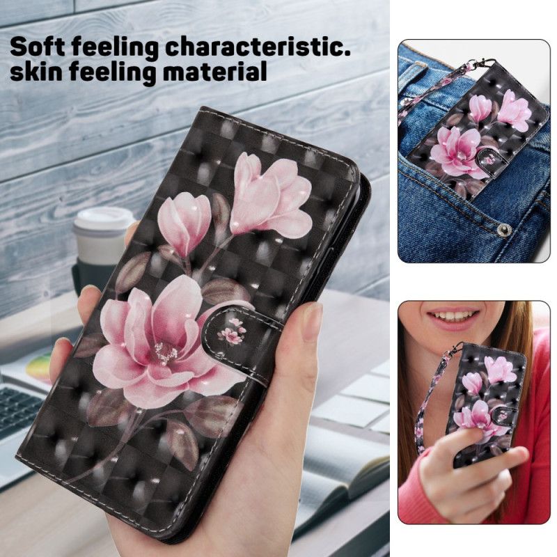 Etui Folio Xiaomi Redmi Note 13 4g Kwitnące Kwiaty Z Paskiem Etui Ochronne