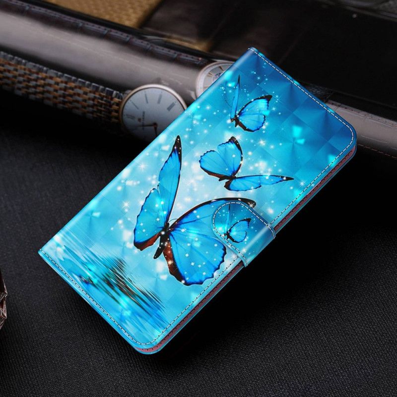 Etui Folio Xiaomi Redmi Note 13 4g Niebieskie Motyle Z Paskiem