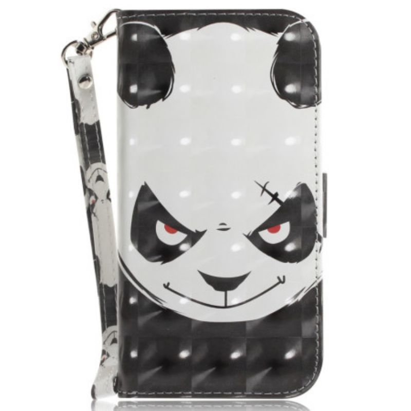 Etui Folio Xiaomi Redmi Note 13 4g Wściekła Panda Z Paskiem