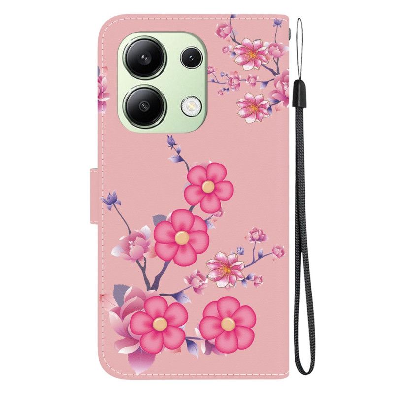 Etui Folio Xiaomi Redmi Note 13 4g Wzór Sakura Z Paskiem Etui Ochronne