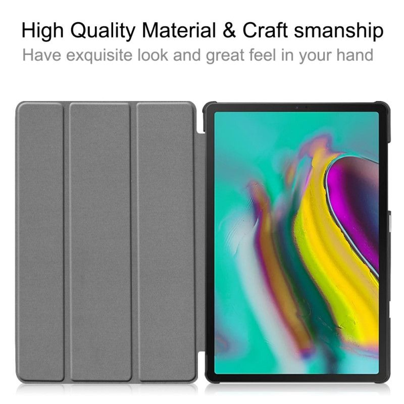 Eleganckie Etui Samsung Galaxy Tab S5e Biały Czarny Klasyczna Sztuczna Skóra