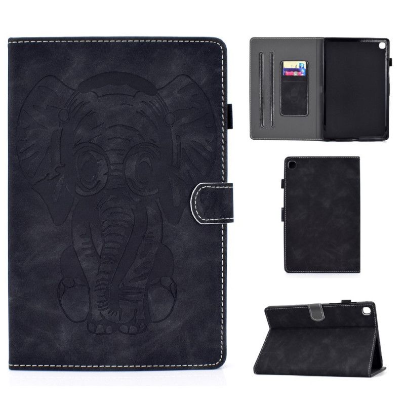 Etui Folio Samsung Galaxy Tab S5e Czerwony Czarny Efekt Skóry Z Nadrukiem Słonia Etui Ochronne