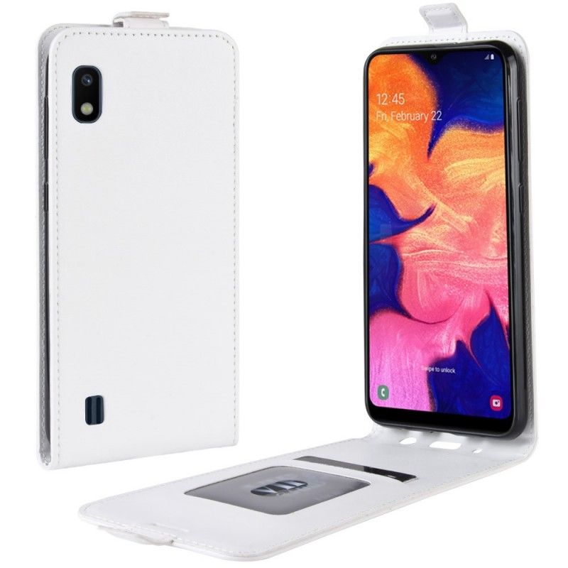 Etui Folio Samsung Galaxy A10 Biały Czarny Efekt Składanej Skóry Etui Ochronne