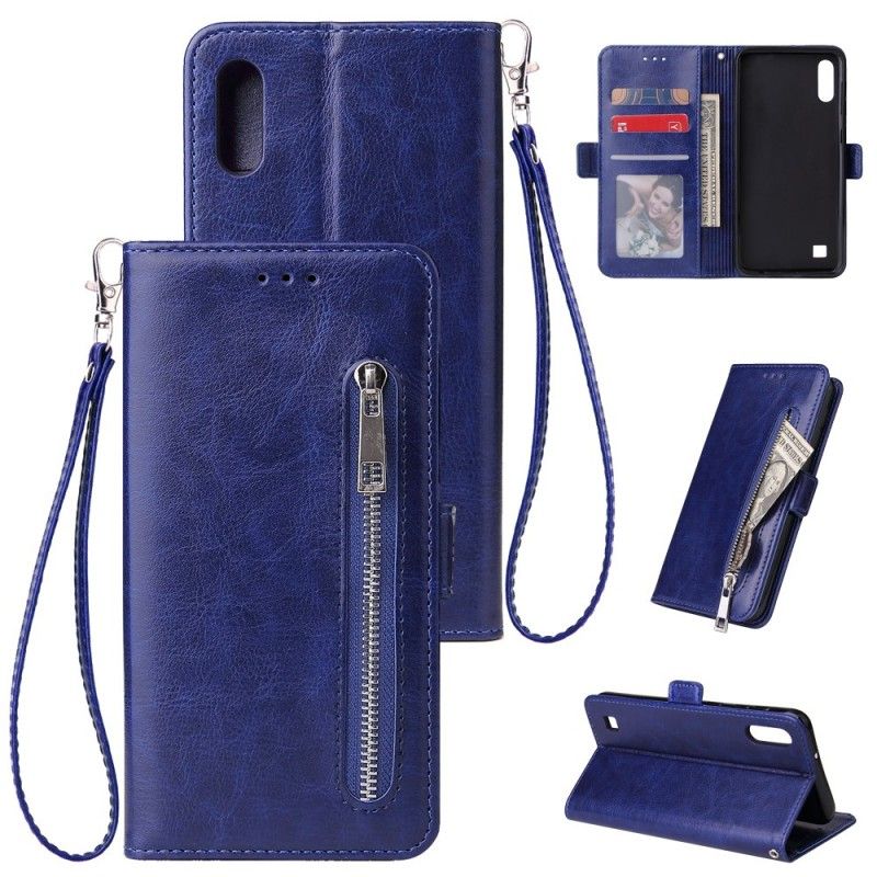 Etui Folio Samsung Galaxy A10 Czerwony Czarny Portmonetka Na Monety Z Paskiem Etui Ochronne