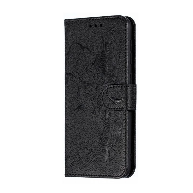 Etui Folio Samsung Galaxy A10 Czerwony Żyj Swoim Marzeniem Imitacja Skóry Etui Ochronne