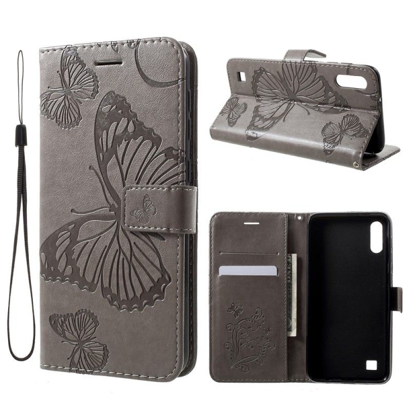 Etui Folio Samsung Galaxy A10 Czerwony Szary Gigantyczne Motyle Stringi