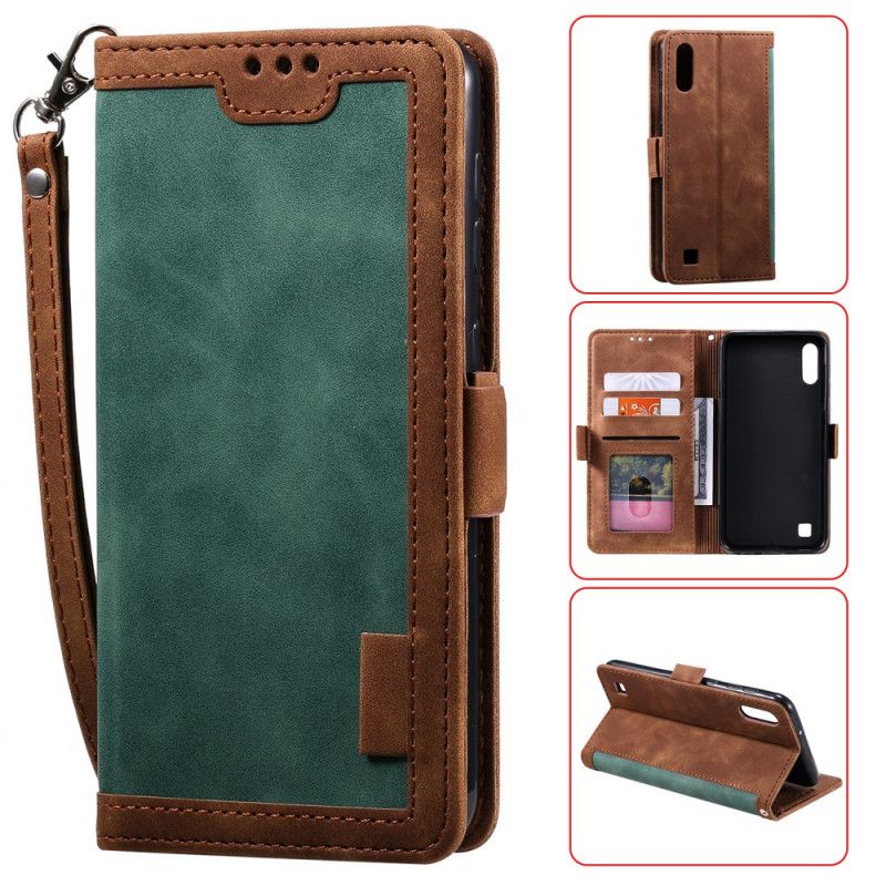 Etui Folio Samsung Galaxy A10 Szary Czarny Dwukolorowa Imitacja Skóry Ze Wzmocnionymi Konturami Etui Ochronne