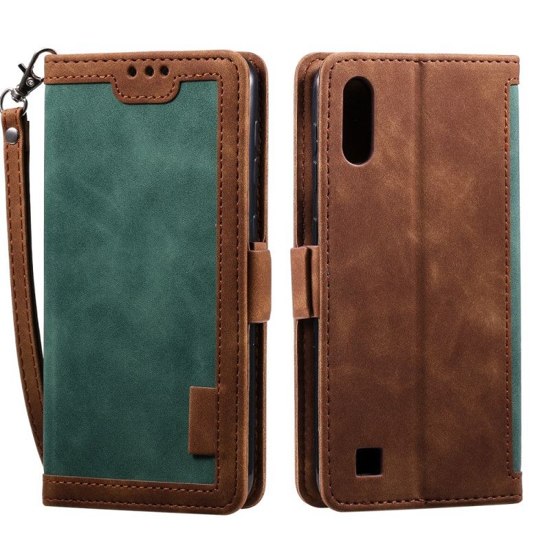 Etui Folio Samsung Galaxy A10 Szary Czarny Dwukolorowa Imitacja Skóry Ze Wzmocnionymi Konturami Etui Ochronne