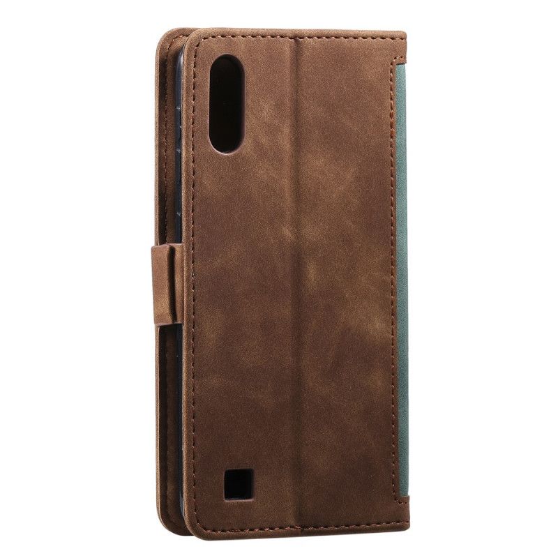 Etui Folio Samsung Galaxy A10 Szary Czarny Dwukolorowa Imitacja Skóry Ze Wzmocnionymi Konturami Etui Ochronne