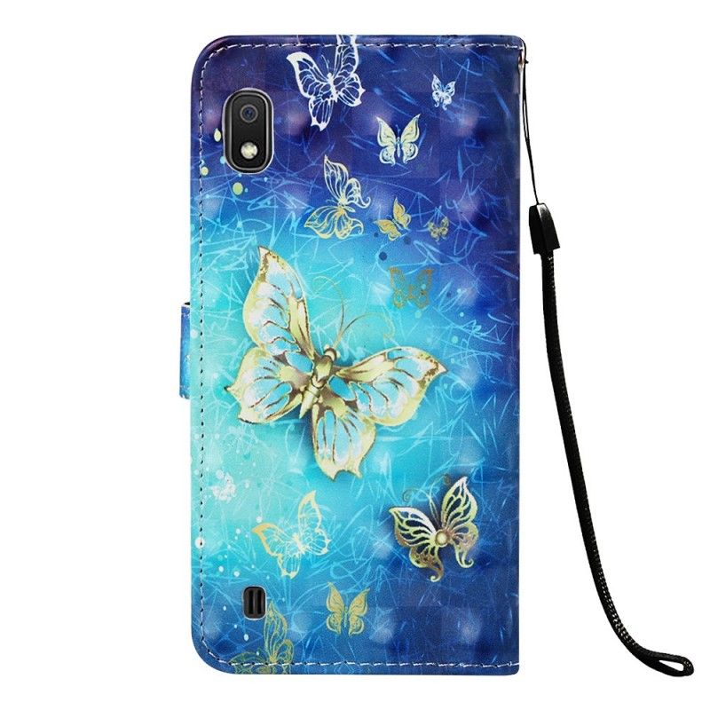 Etui Folio Samsung Galaxy A10 Złote Motyle Etui Ochronne