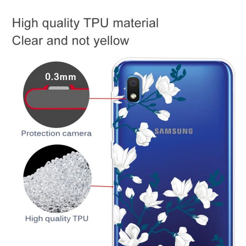 Etui Samsung Galaxy A10 Białe Kwiaty